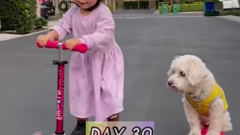 Baby learns how to scooter (time lapse)