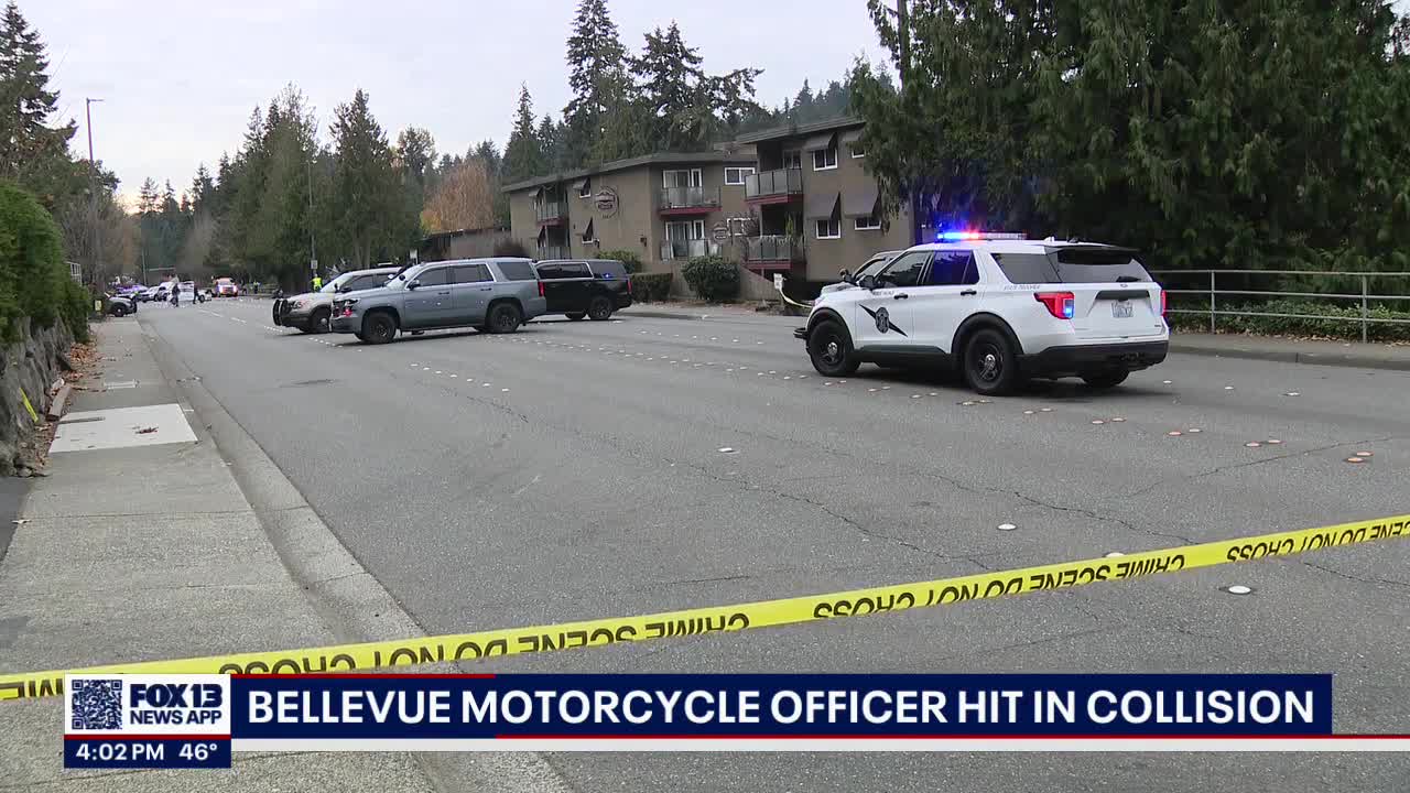 Bellevue motorcycle officer seriously injured in crash