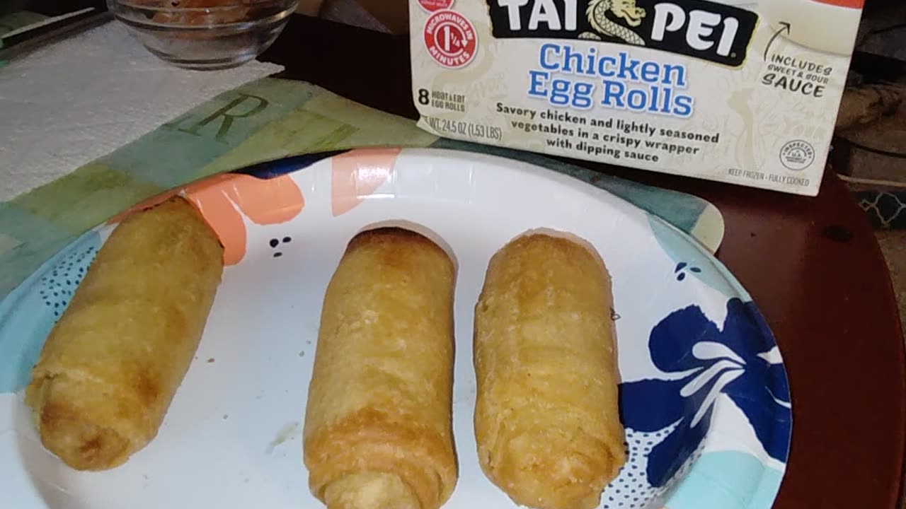 Eating Tai Pei Chicken Egg Rolls, Dbn, MI, 2/21/24