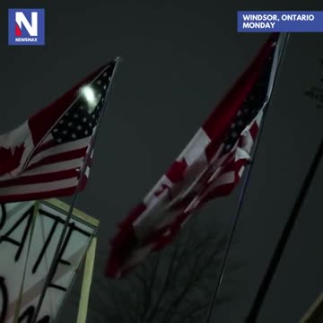 Newsmax: Windsor Ontario Ambassador Bridge Blockade Monday February 7 2022