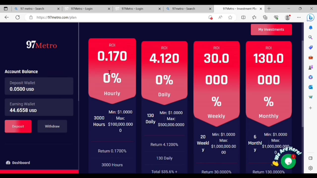 97Metro 1$ invest higher profit