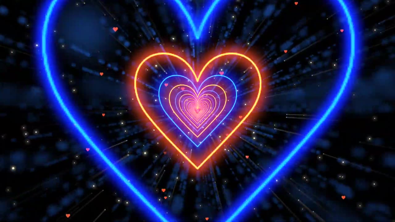 015. Heart Tunnel🧡💙Heart Background Neon Heart Background Video
