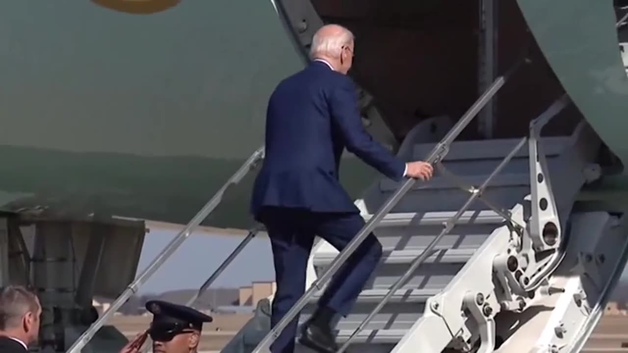 Biden Trips TWICE Using The Short Stairs On Air Force One