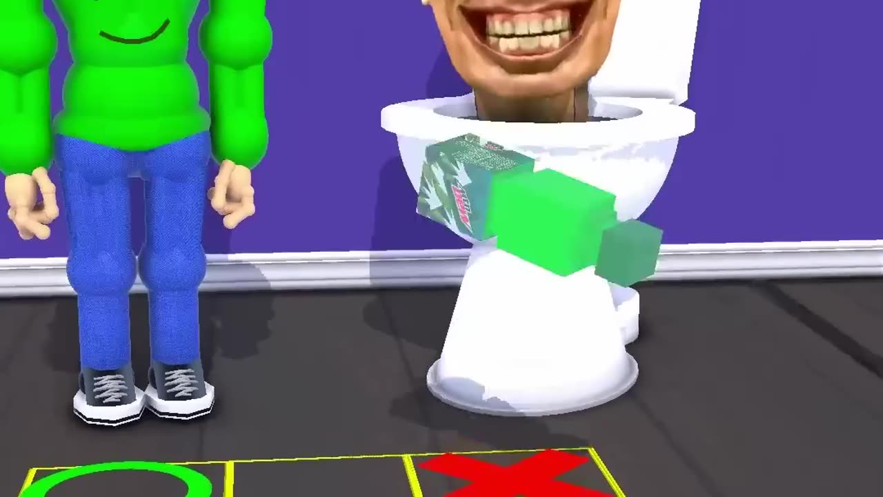 Help Dream Win Tic Tac Toe vs Skibidi Toilet Bottle Flip Challenge