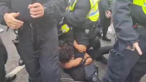 UK police arrest a independent journalist and brutally punch him while he's on the ground.