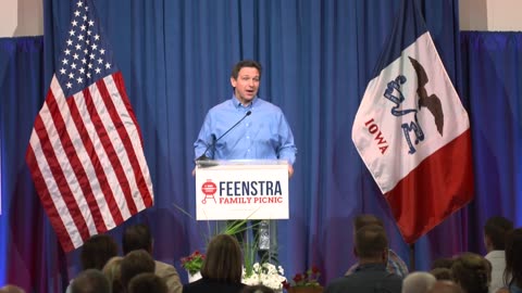 DeSantis woos Republicans in Iowa as Trump's event washed out