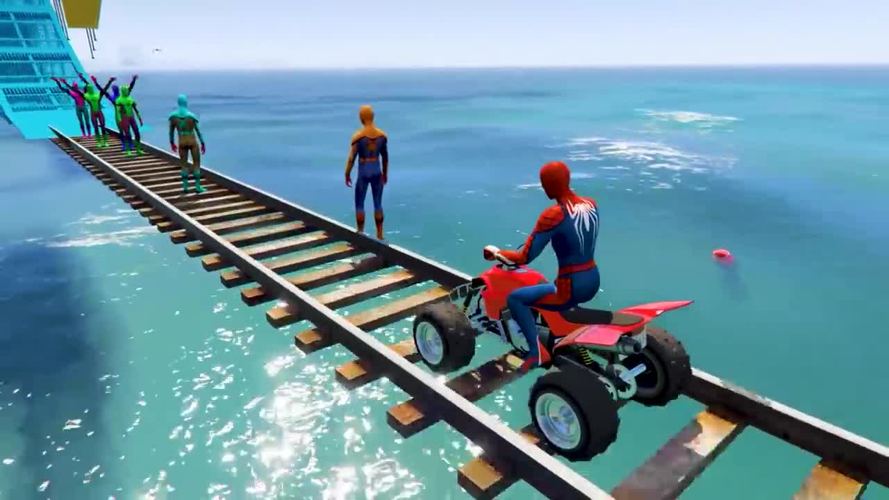 GTA V Epic New Stunt Race For Car Racing Challenge by Quad Bike, Cars and Motorcycle, Spider Shark