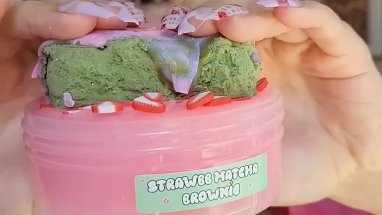 Strawberry Matcha Slime ASMR ✨️🍵 #asmr #slimeasmr #slime Download