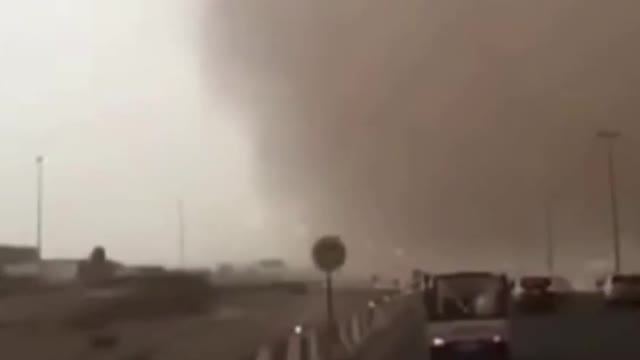 Driving into a sand storm