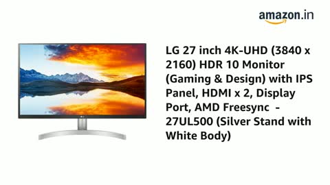 LG 68.58 cm (27 inch) 4K-UHD (3840 x 2160) HDR 10 Monitor 