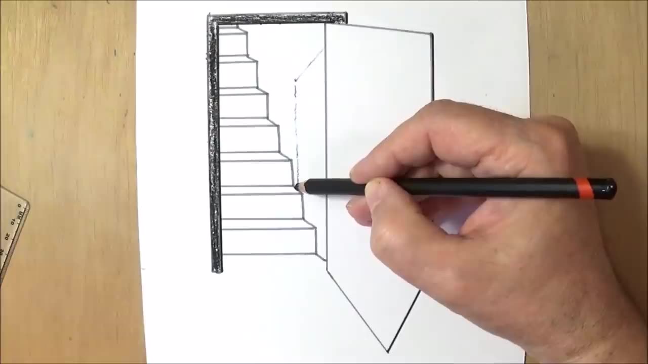 The Door Illusion - Magic Perspective with Pencil - Trick Art Drawing