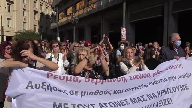 Athens / Greece - Mass protests during nationwide strike over cost of living - 09.11.2022