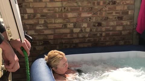 Pranking Mom While She Relaxes in Hot Tub