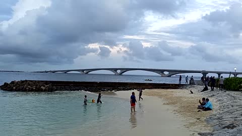 Male beach view