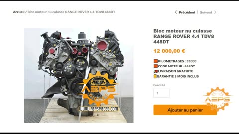 AEPSPIECES.COM - Bloc moteur nu culasse RANGE ROVER 4.4 TDV8 448DT