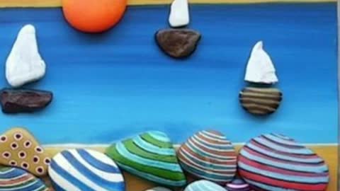 pebble ⛵ sea art/artistic stone craft