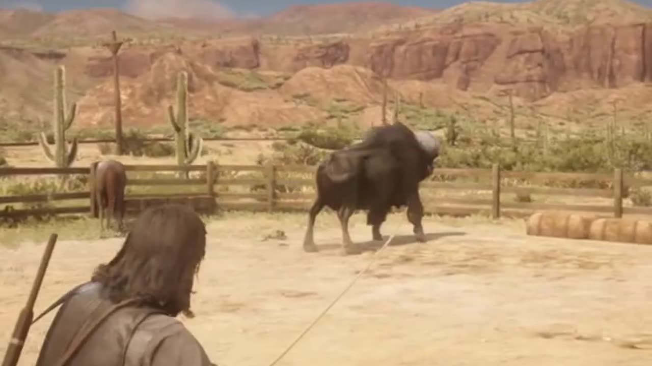 Rdr2- John vs Bison: Funny moment #rdr2 #shorts