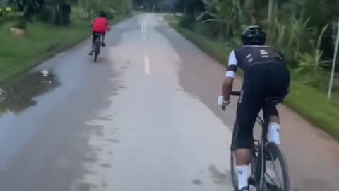 little boy racing athlete cyclist