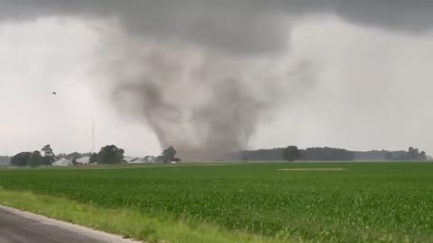 Storm Chasers Witness Multi-Vortex Tornado Building Up on Farm