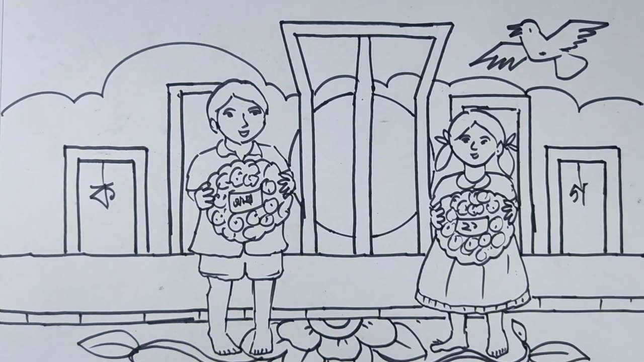 International mother language scenery drawing /২১ ফেব্রুয়ারি সহজ দৃশ্য ড্রয়িং