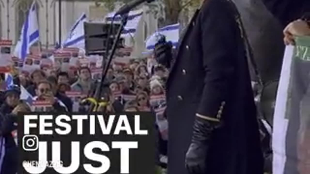 Iranian woman at rally advocating for the release of Israel hostages