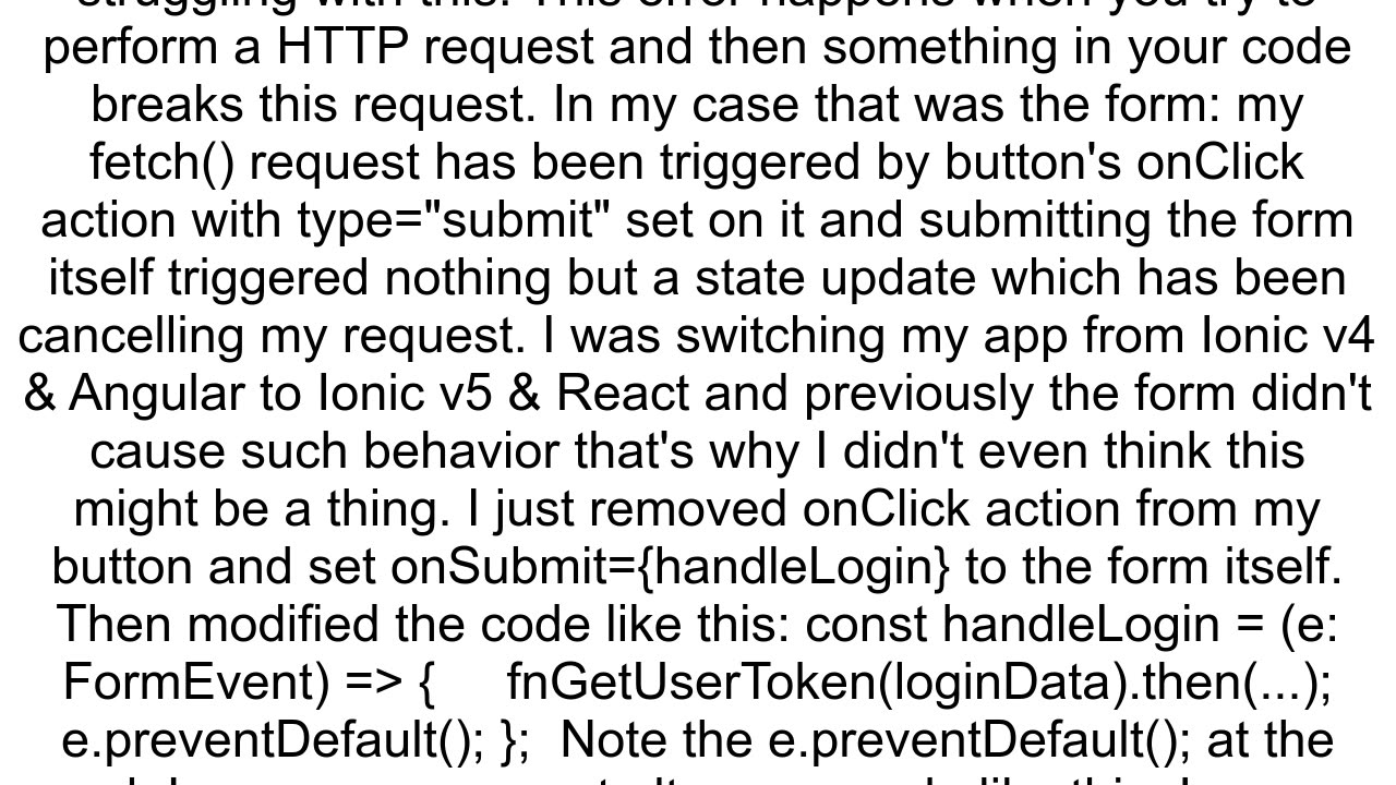 Capacitor on iOS POST request fails