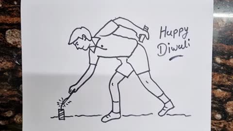 Boy burning Firecracker Drawing// Diwali drawing