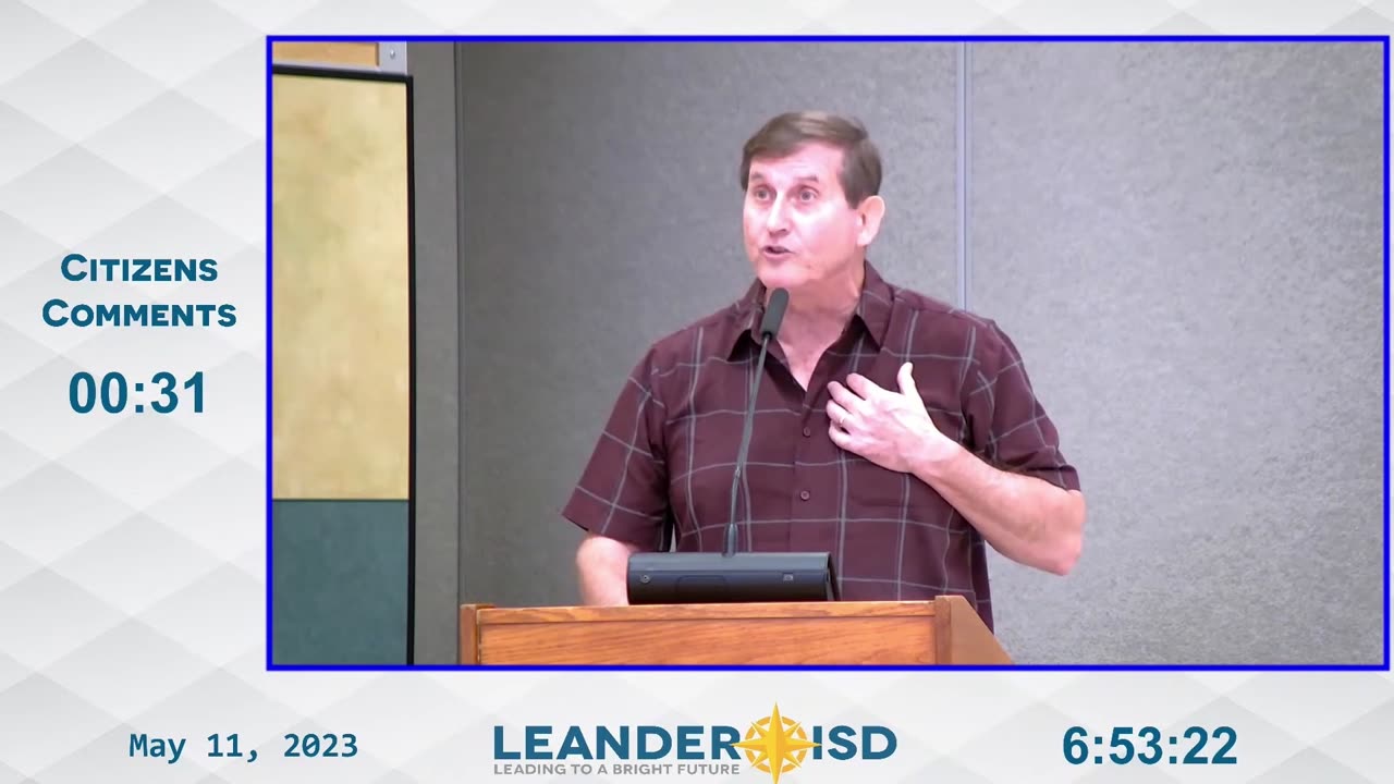 "42 Psychologists" Mike Sanders Public Comment - Leander ISD Board Meeting (05-11-2023)