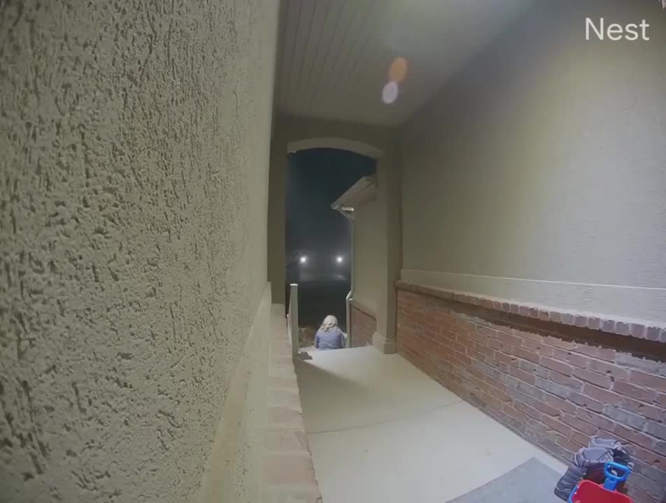 Woman Fell Down Slippery Steps On The Front Porch