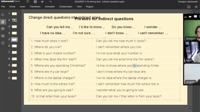20220607 L19 driving test - indirect questions