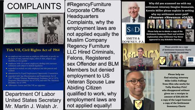 Better Business Bureau Complaints - Regency Furniture Corporate Office Headquarters - Victim Settlement Never Paid - EEOC -DOL -DLLR - Smith Downey PA - Douglas W. Desmarais - FoxBaltimore - Manila Bulletin - PRRD - PBBM - Sen. Raffy Tulfo