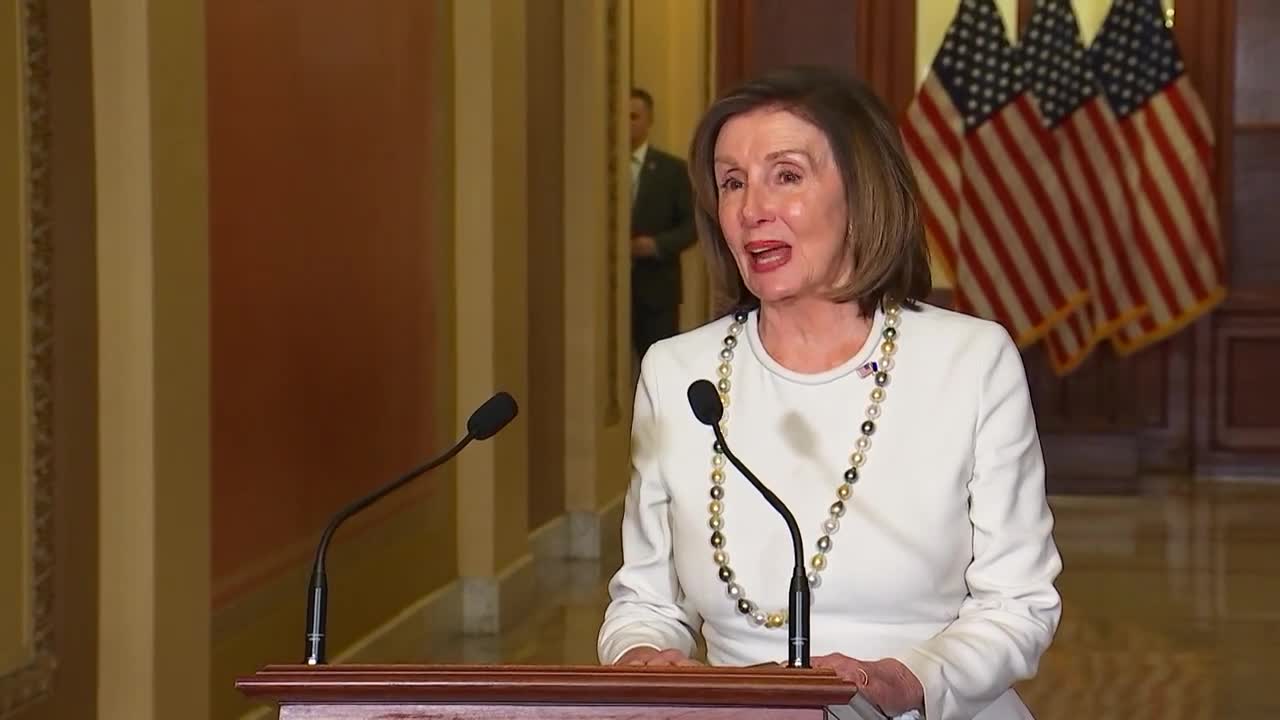 Déclaration avec la Présidente de la Chambre des représentants des États-Unis Nancy Pelosi.