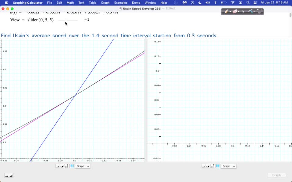 MAT 265 Fri Jan 21: Average & Instantaneous Speed