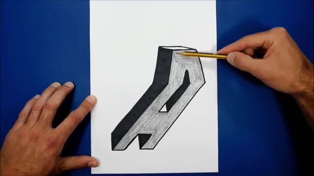 3D Trick Art on Paper, Letter A with Graphite Pencil