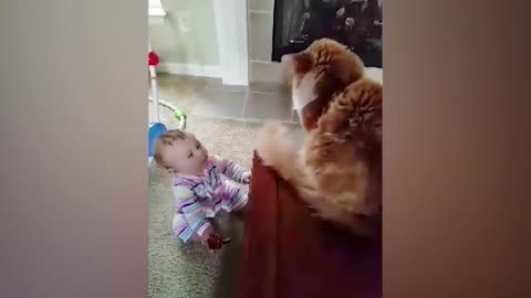 cute children and cute kittens.