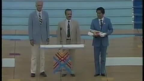 August 8, 1987 - Indianapolis Mayor William Hudnut at Opening Ceremonies for 10th Pan American Games