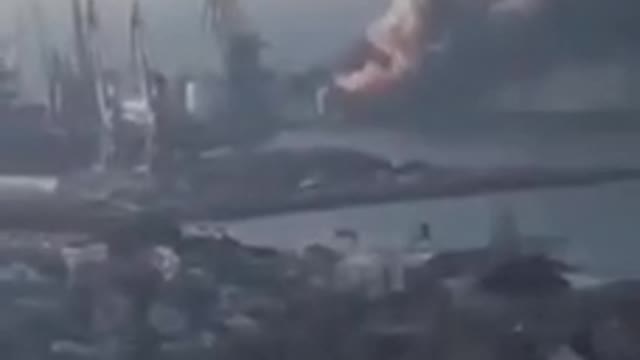 Port of Berdyansk. Several explosions are reported, followed by a fire