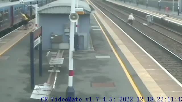 Terrifying CCTV_ Commuters narrowly avoid getting hit by trains in National Rail