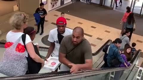 Funny video on the escalator