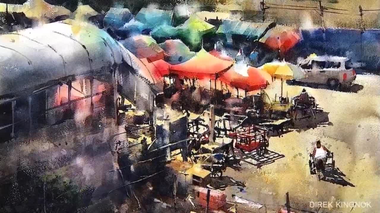 Watercolor Landscape Painting Artist Ddirek Kingnok - Thailand- (slideshow)