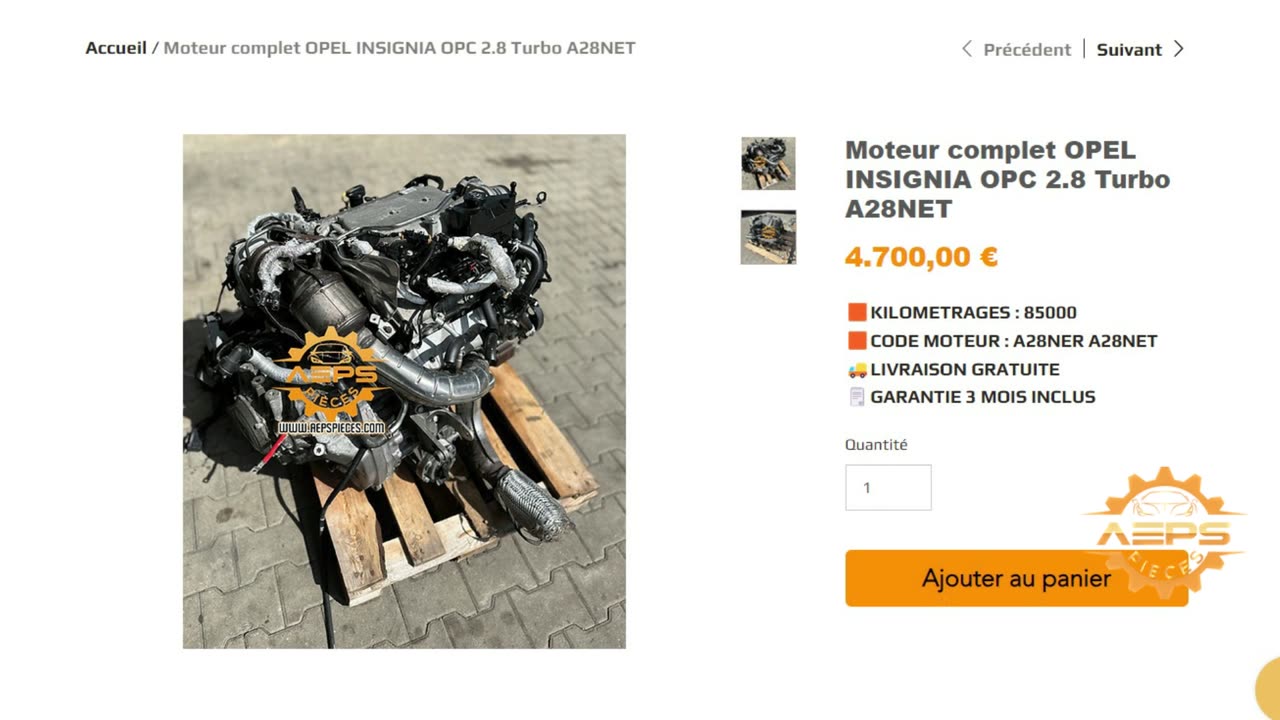 AEPSPIECES.COM - Moteur complet OPEL INSIGNIA OPC 2.8 Turbo A28NET