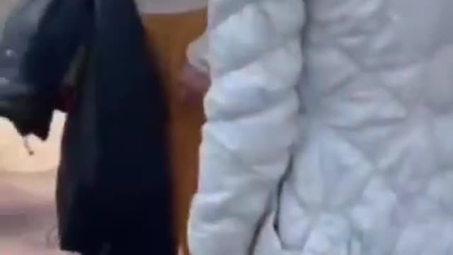 Refugees from Ukraine shout at the French police
