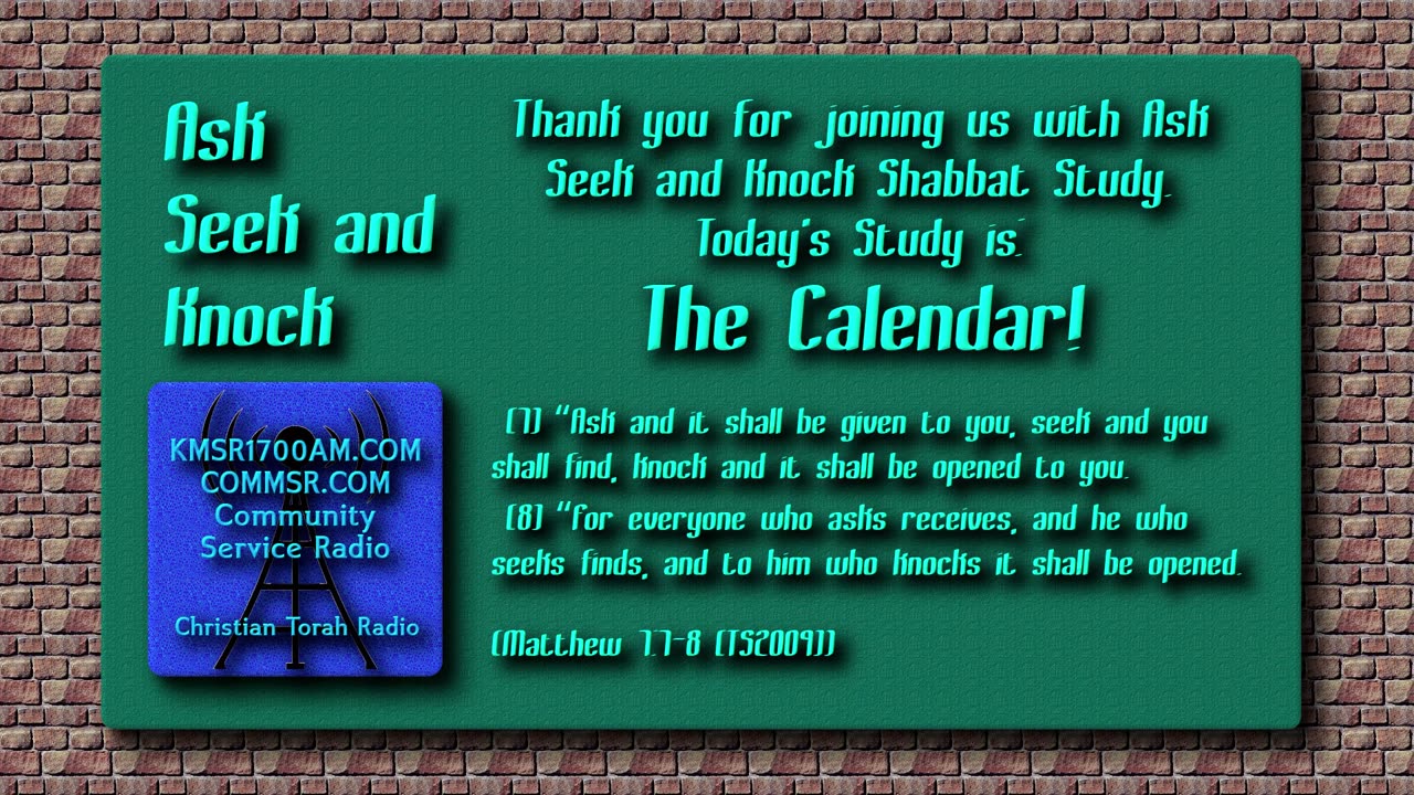 The Calendar! Shabbat Study Radio Broadcast