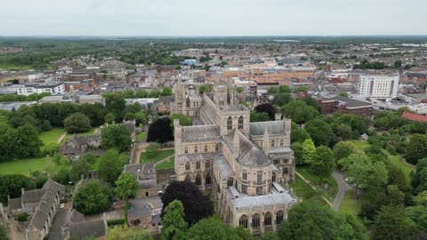 Aerial of Peterborough City Cathedral