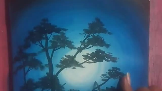 #easy😊😱 #night #sky #moonlight #scenery #painting/ #acrylic #moonlight #painting #art #shorts #viral