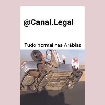 Arabs changing the tire on a moving car... you have to take a risk...