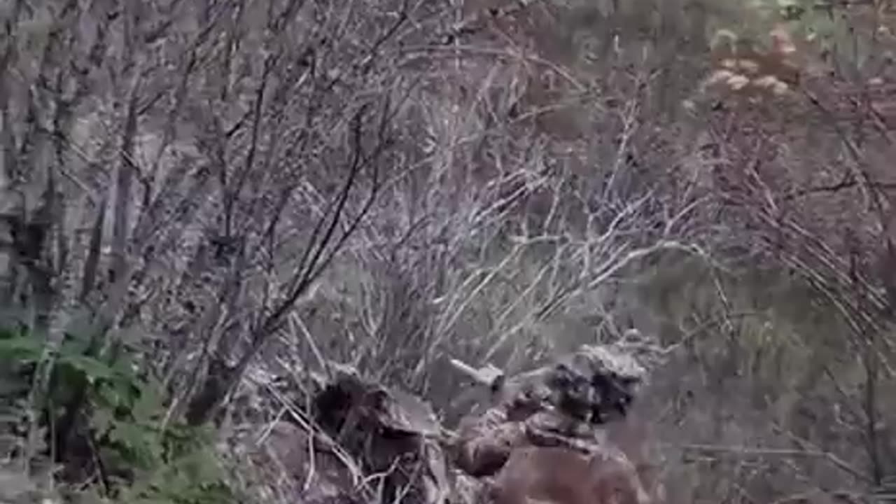 Russian RPG flight on the position of a Ukrainian soldier.