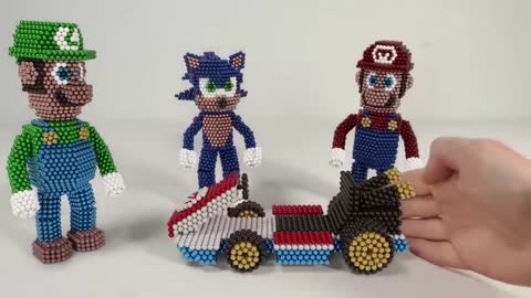 Mario VS Luigi VS Sonic in the Kart Race _ Magnetic Games