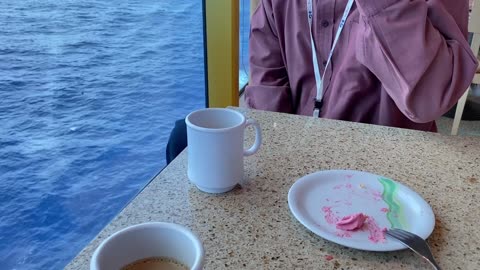 Sipping Coffee Cruising Calm Blue Ocean