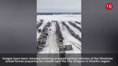 HUNDREDS OF UKRAINIAN EQUIPMENT SPOTTED PREPARING FOR BATTLE NEAR LZYUM - DRONE FOOTAGE